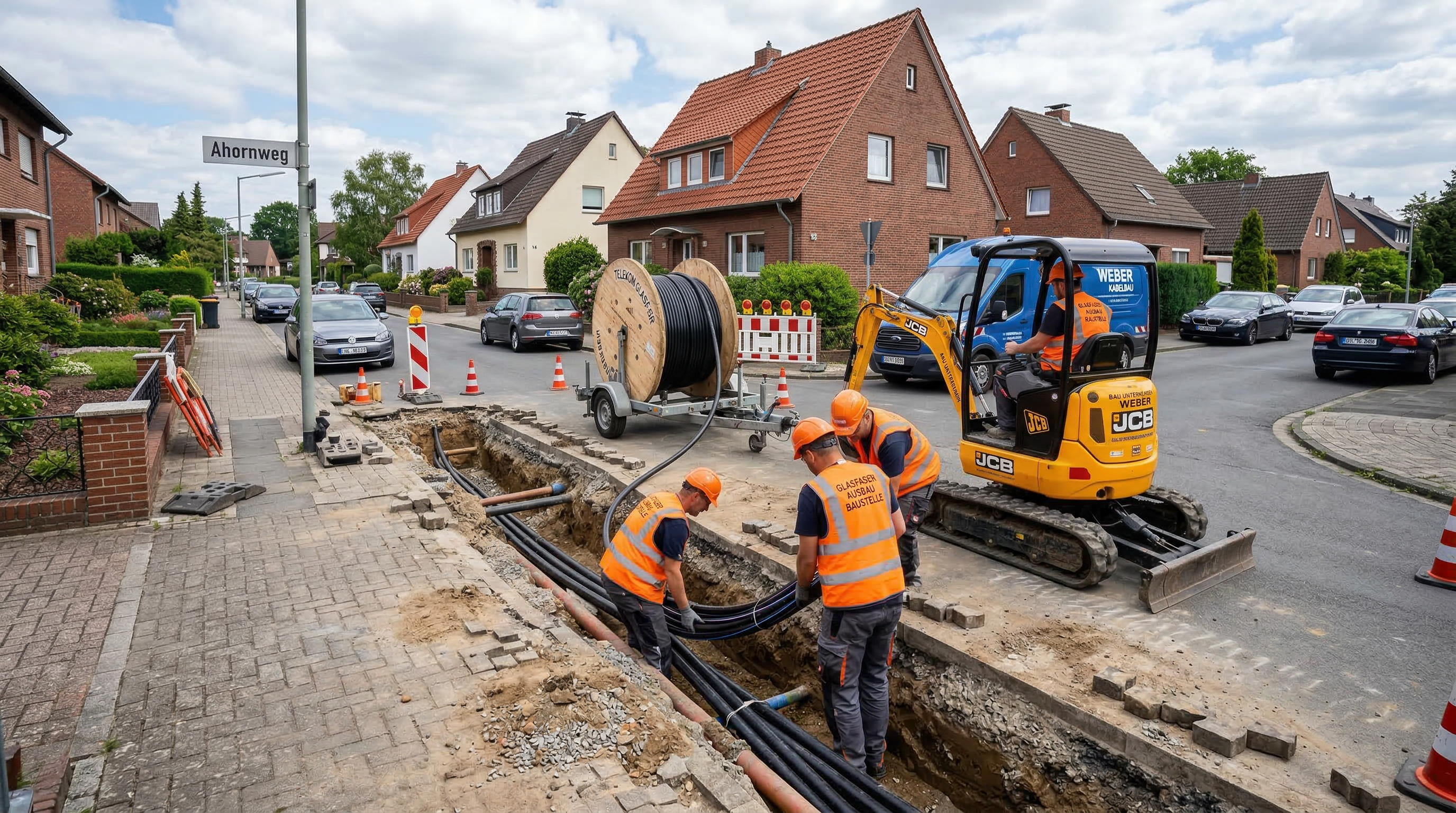 Glasfaserkabelverlegung im Straßenbau